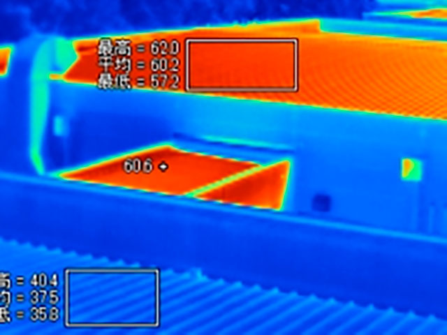未施工／ガイナ施工箇所の比較 サーモグラフィー
